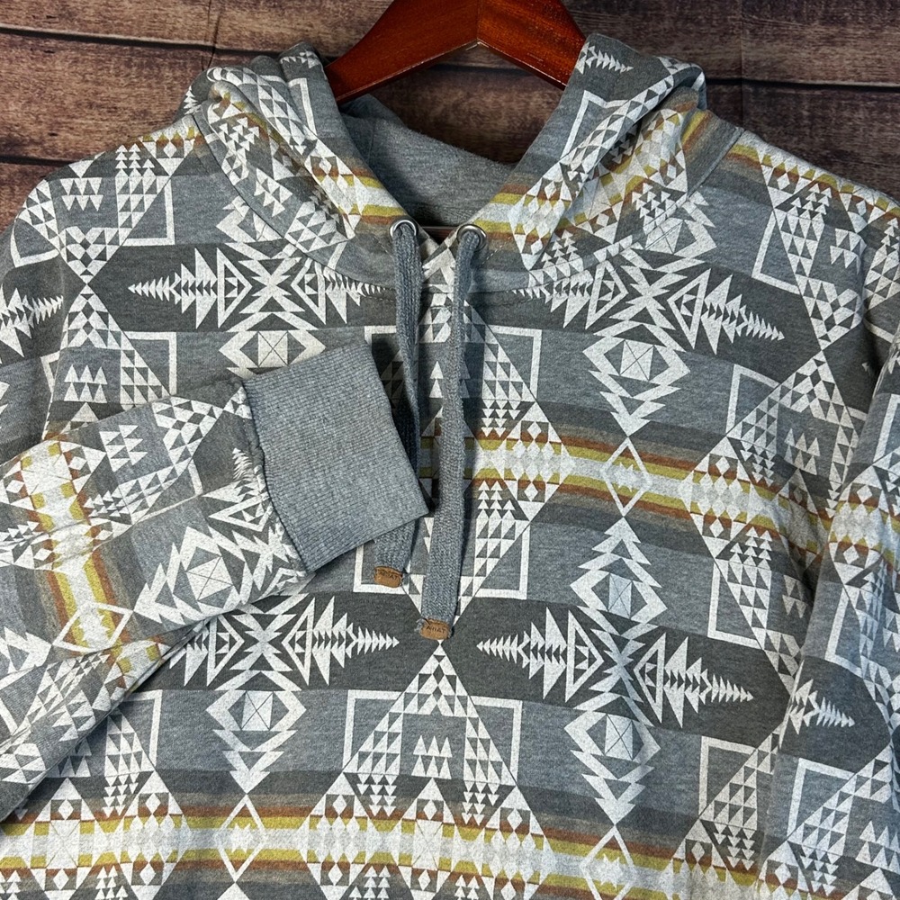 Ariat x Pendleton Mens Grey Aztec Western Fleece Graphic Pullover Hoodie L
